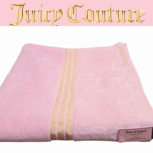 Juicy Couture Home Gold Embrodried Logo Stripe Plush Bath Towel